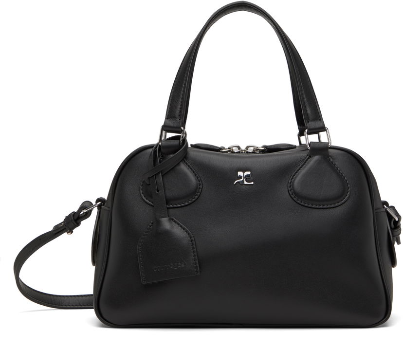 Handväska Courrèges Studded Leather Bowling Bag Svart | 324GSA133CR0065