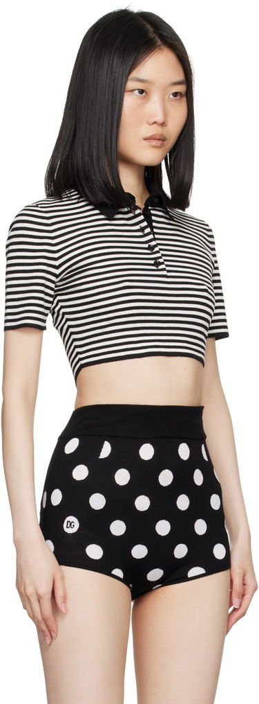 Crop top Dolce & Gabbana Dolce&Gabbana Striped Cropped Polo Svart | FXZ09T JCVY4, 1