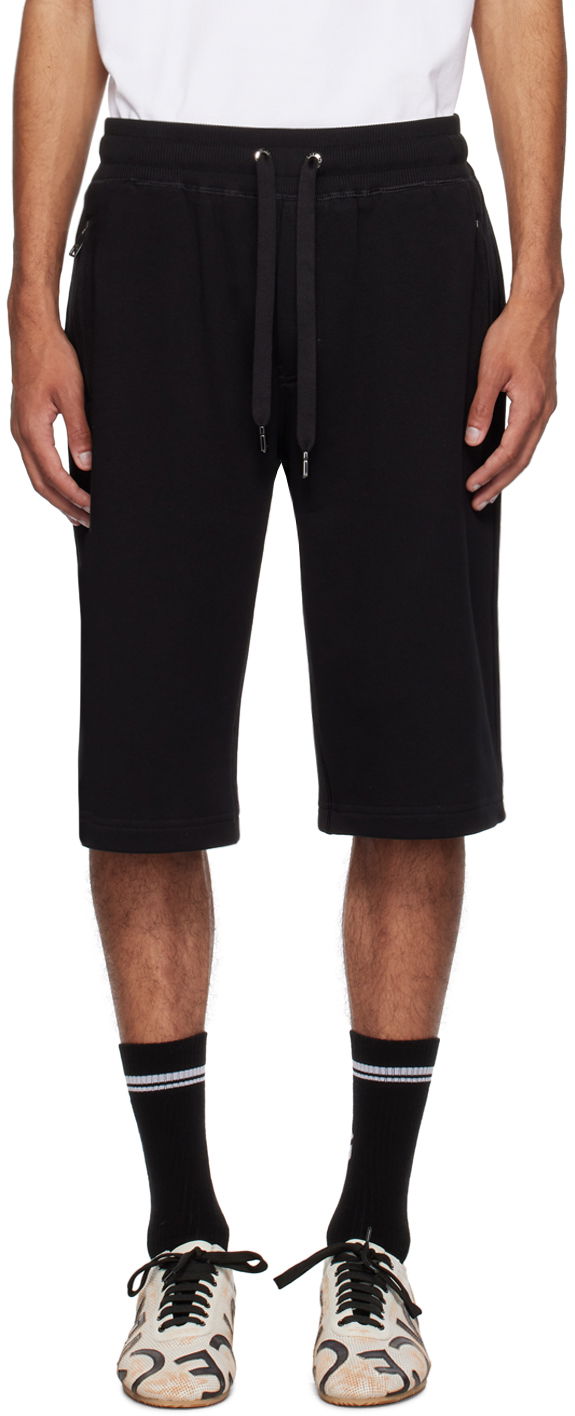 Shorts Dolce & Gabbana Black Plaque Shorts Svart | GVB7HTG7F2G