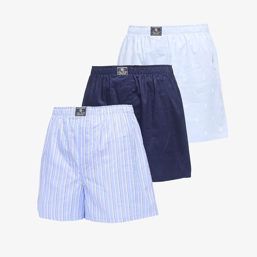 Boxare Polo by Ralph Lauren Ralph Lauren Woven Boxer Shorts, 3-Pack Blå | 714830273040