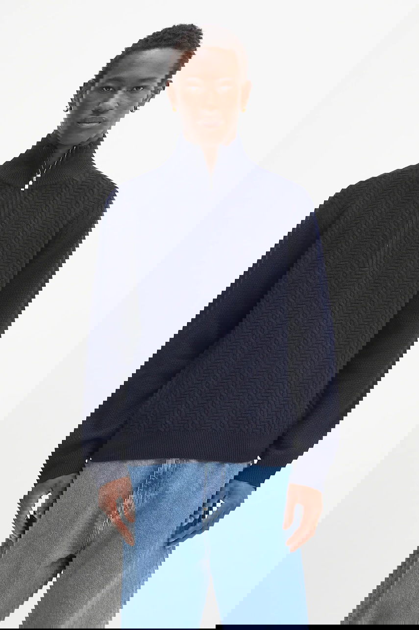 Sweater A.P.C. A.P.C. Pull Theo Half Zip Sweater Mörkblå | WVBCZ.H23416, 0