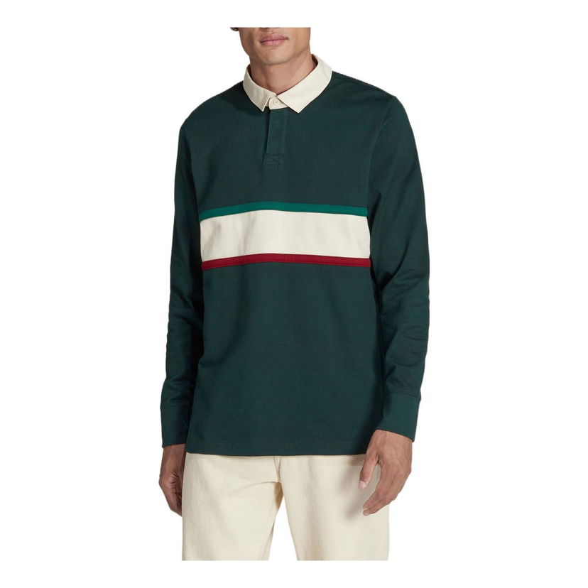 Polotröja adidas Originals Long Sleeve Striped Polo Shirt Grön | HF1442