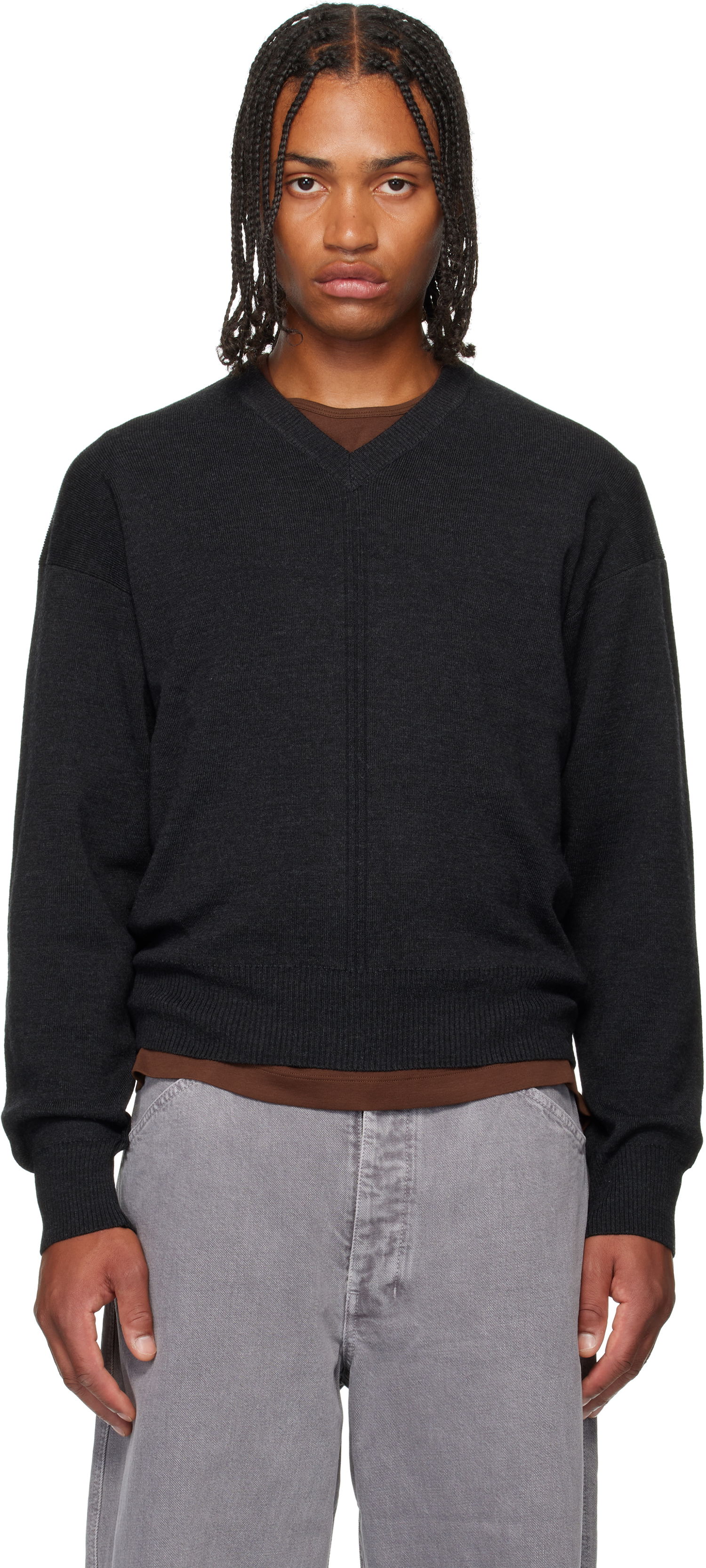 Sweater LEMAIRE LEMAIRE V-Neck Sweater Svart | TO1430 LK087, 0