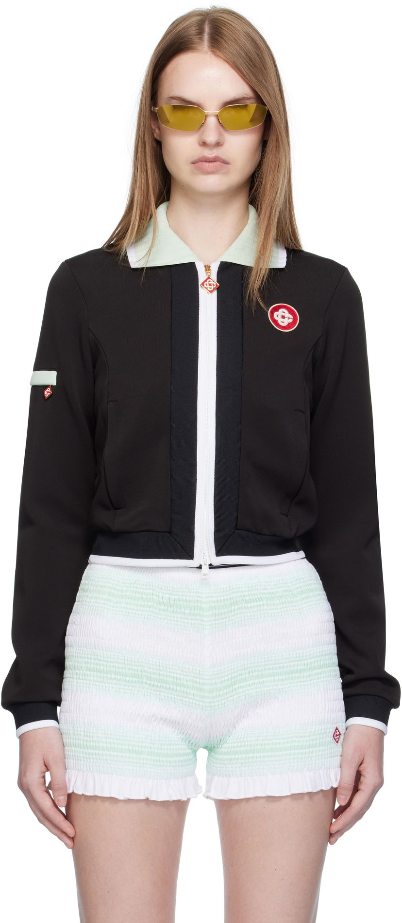 Jacka Casablanca Casablanca Viscose Cropped Track Jacket Svart | WPF25-JTP-378-01