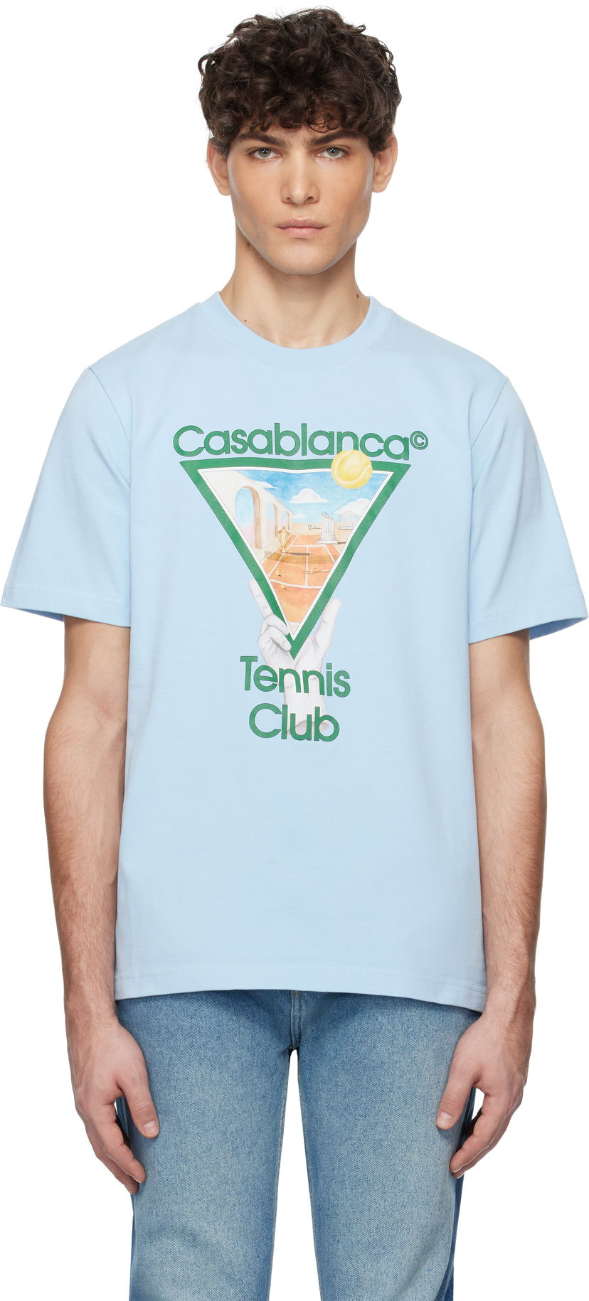 T-shirt Casablanca Metaphysical Tennis Icon T-Shirt Blå | U-MPS25-JTS-001-09