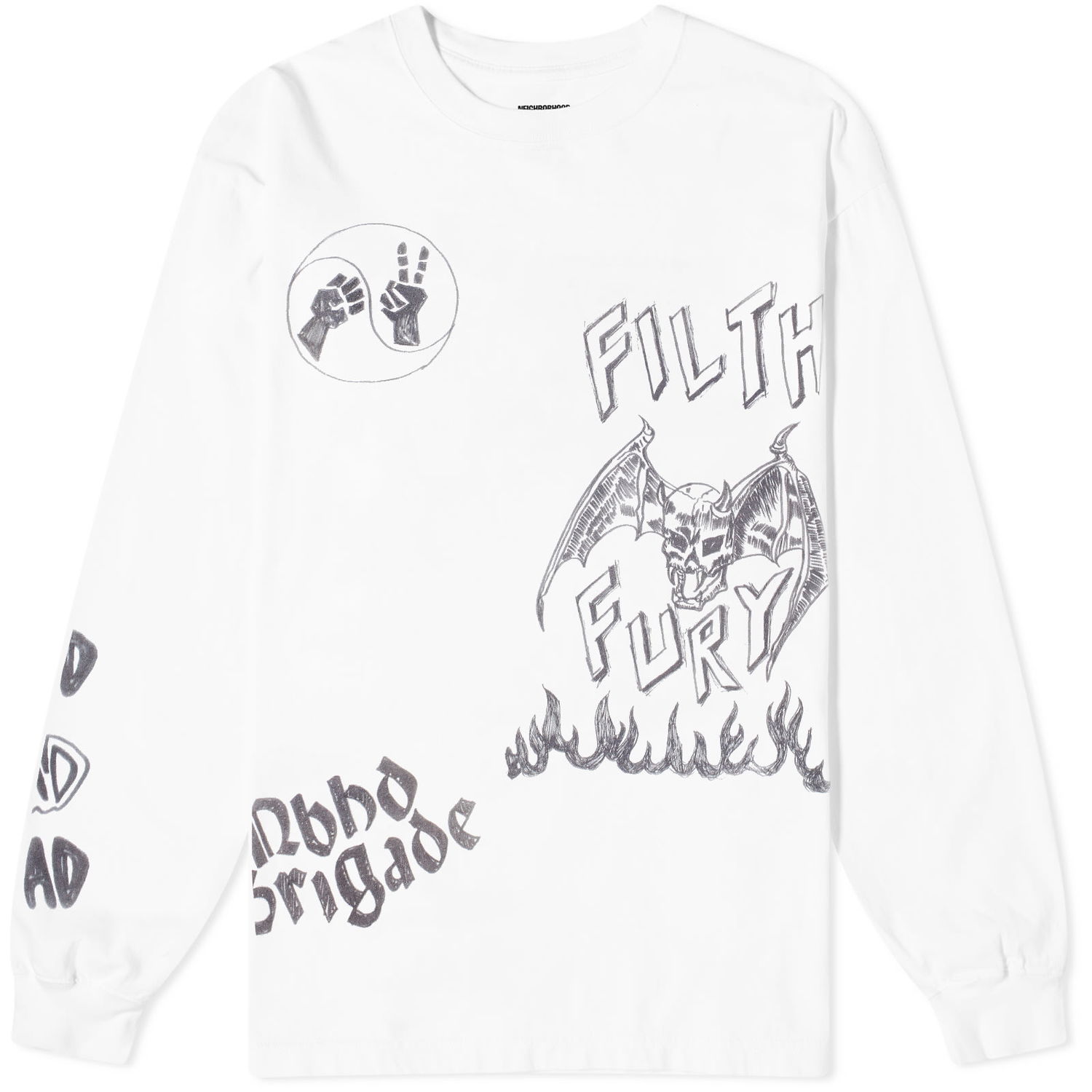 T-shirt Neighborhood Long Sleeve LS-17 T-Shirt Vit | 232PCNH-LT17-WH, 0