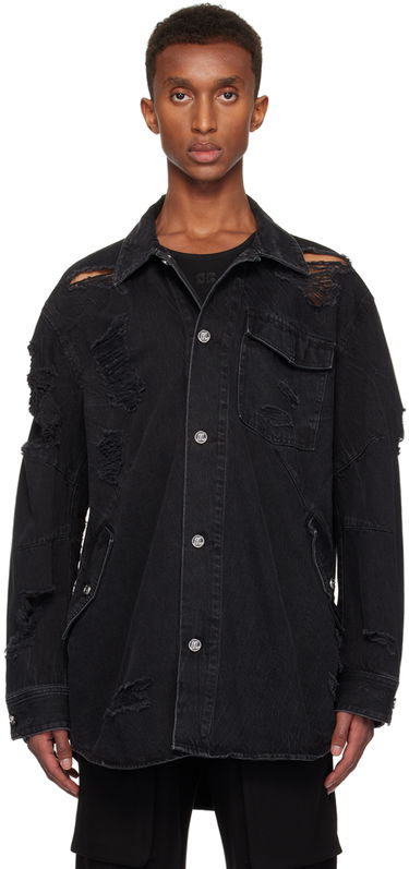 Skjorta Helmut Lang Helmut Lang Apex Distressed Denim Shirt Svart | O06DM103, 0