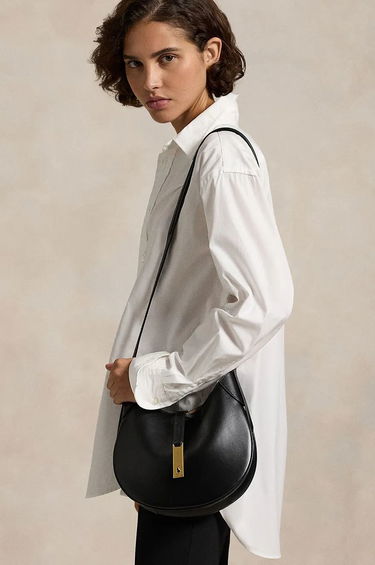 Handväska Polo by Ralph Lauren Leather Hobo Bag Svart | 428944017, 6