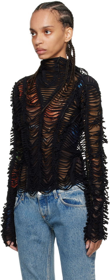 Sweatshirt Jean Paul Gaultier Shayne Oliver Edition 'The Slashed City' Hoodie Top Svart | 24/27-U-SW037-T551-60405030, 3