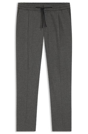 Byxor BOSS Slim-Fit Melange Stretch Flannel Trousers Grå | 50547312