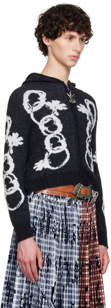 Sweater Chopova Lowena Chain Link Hooded Cardigan Svart | 5197, 4