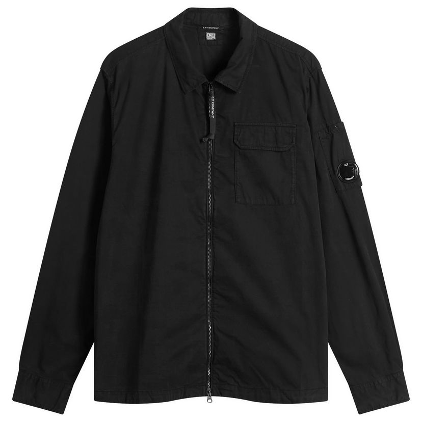 Skjorta C.P. Company Organic Gabardine Zip Overshirt Svart | RCCMOS705A-110143G-999