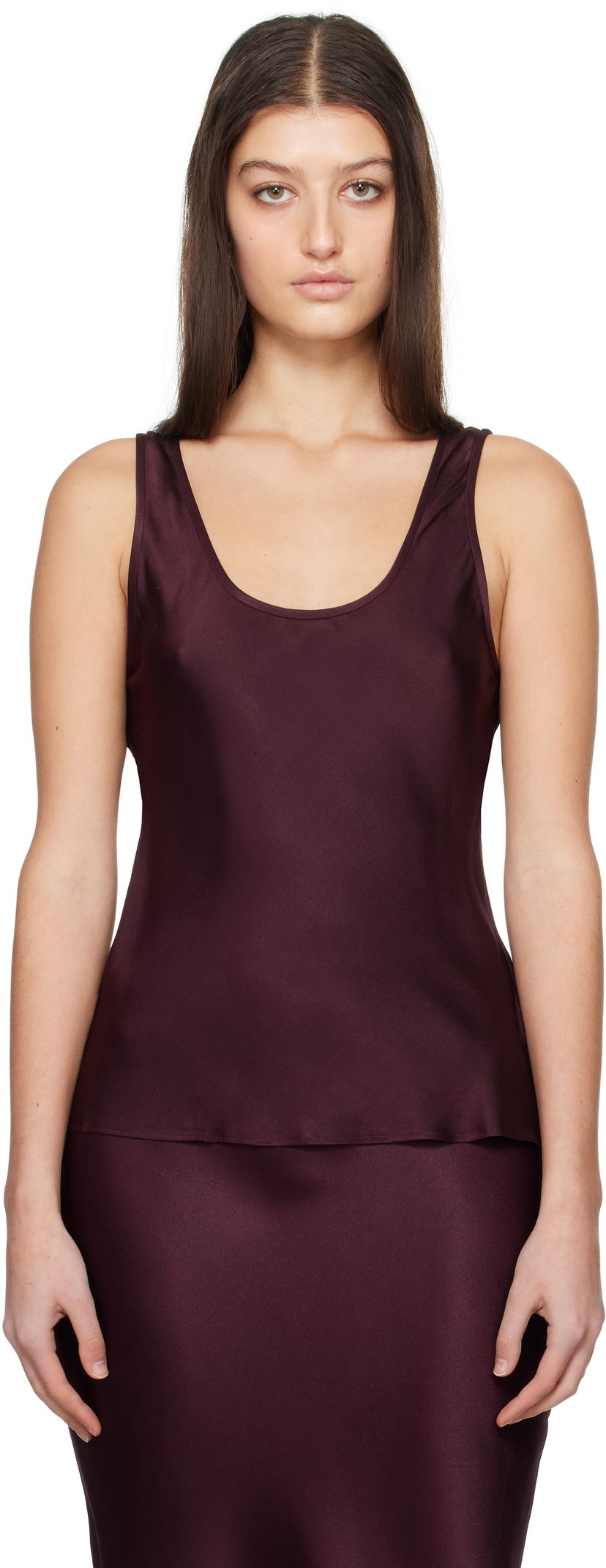 Linne Anine Bing Anine Bing Lea Silk Tank Top Bourgogne | A-07-0839-RED15