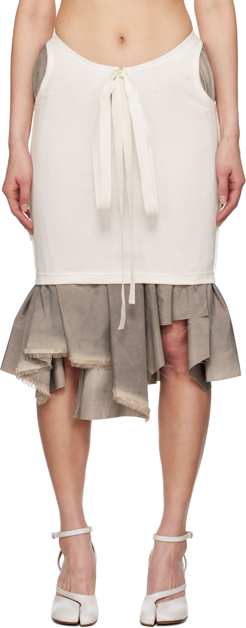 Kjol Maison Margiela Maison Margiela Décortiqué Midi Skirt Vit | S51ME0033 MTN062