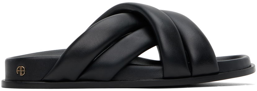 Sneakers och skor Anine Bing Lizzie Padded Leather Slides Svart | A-14-4028-007