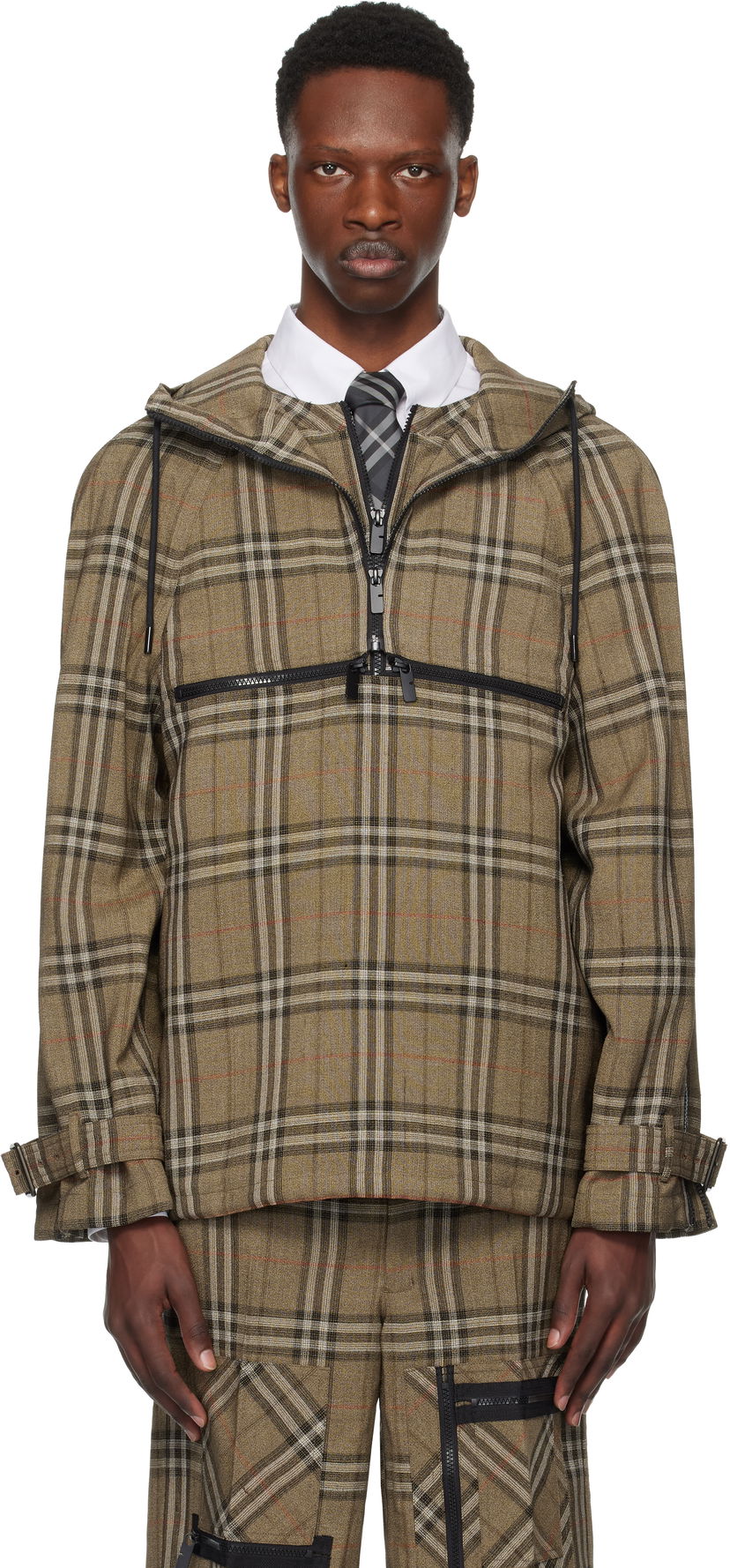 Jacka Burberry Burberry Check Silk Blend Hooded Jacket Brun | 8108324