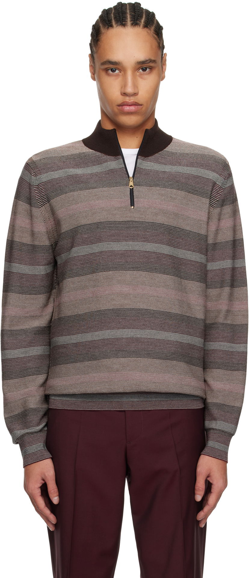 Sweater Paul Smith Paul Smith Hazy Stripe Zip Sweater Brun | M1R-254Z-P02590-92