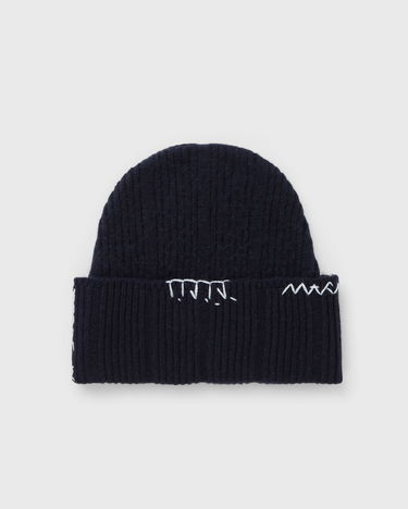 Mössa Marni Ribbed Knit Beanie with Contrast Stitching Mörkblå | CLZC0170Q0-00B90, 0