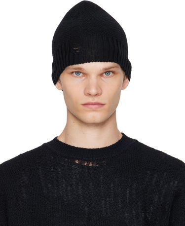Mössa Ann Demeulemeester Ann Demeulemeester Edon Destroyed Seed Stitch Beanie Svart | B0013176-KN071-099, 0