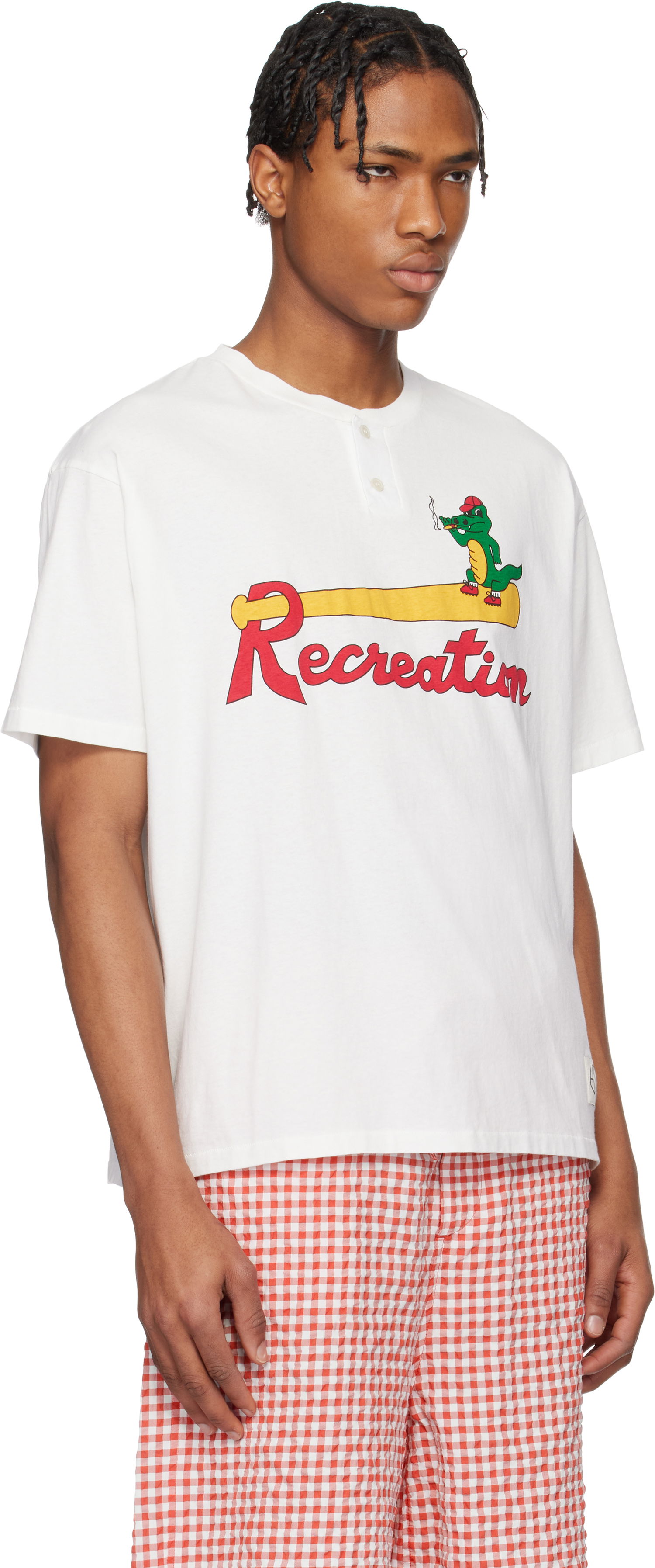 T-shirt Bode Bode Reptile Rec Henley T-Shirt Vit | MRS25CS029, 1