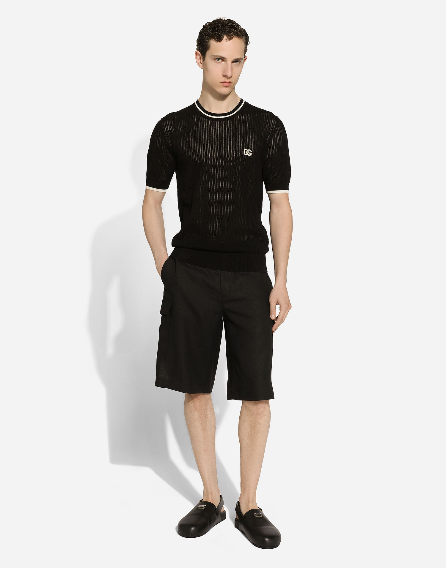 Shorts Dolce & Gabbana Linen Cargo Shorts Svart | GV5TATGI437N0000, 1