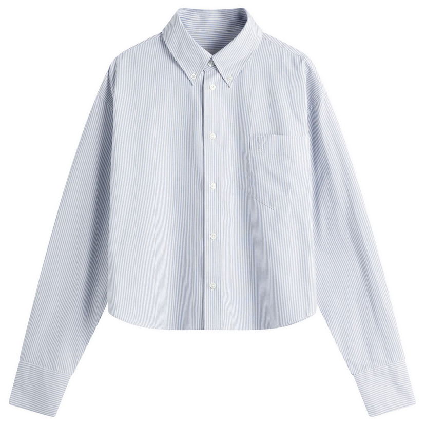 Skjorta AMI AMI Paris ADC Cropped Oversized Shirt, Size Large Blå | USH123-CO0087-4503
