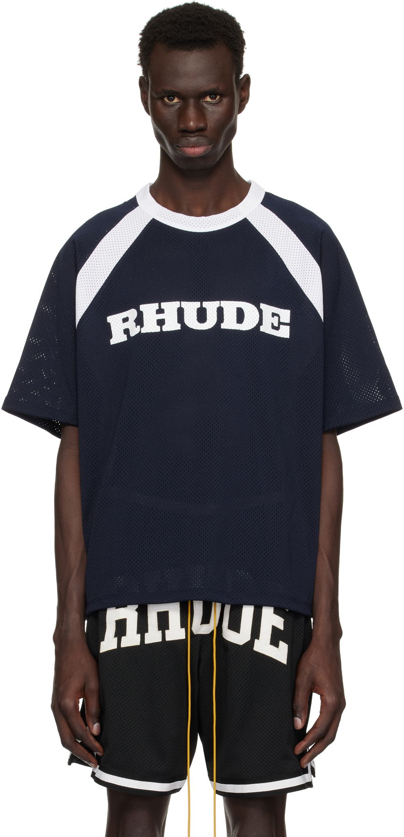T-shirt Rhude Rhude Racing Logo Mesh T-Shirt Mörkblå | RHPS25TT20012