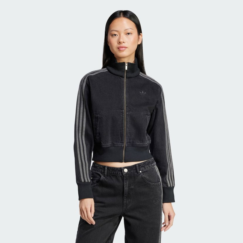 Bomberjacka adidas Performance Black Cropped Denim Jacket Svart | JD3110