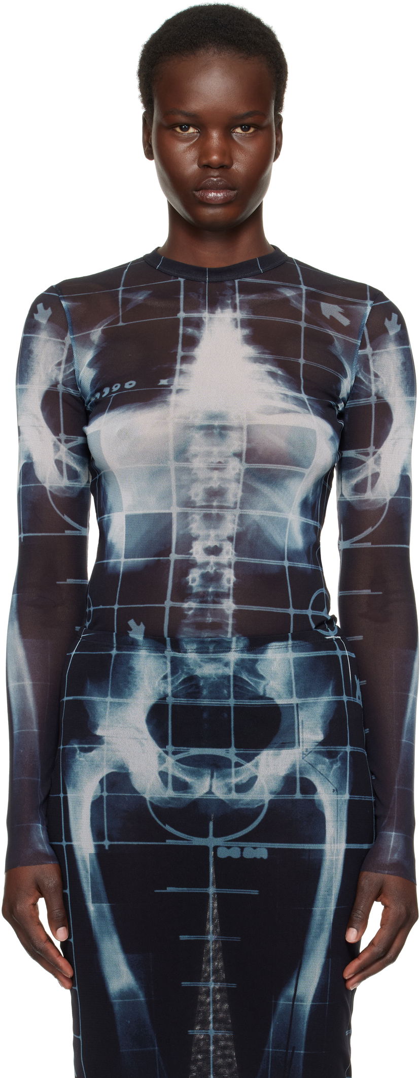 Klä Jean Paul Gaultier Jean Paul Gaultier 'The Squeletor' Mesh T-Shirt Svart | 25/33-F-TO241-T580-005956