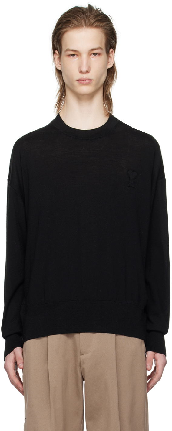 Sweater AMI Paris de Cœur Sweater Svart | UKS042.KN0039