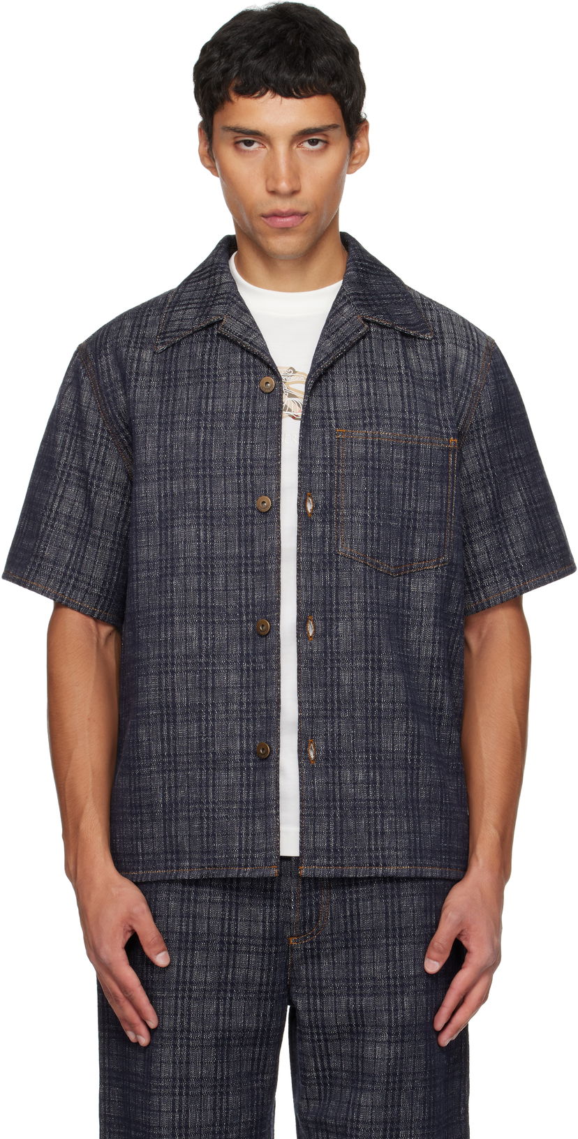 Skjorta Burberry Burberry Relaxed Fit Check Denim Shirt Blå | 8113431