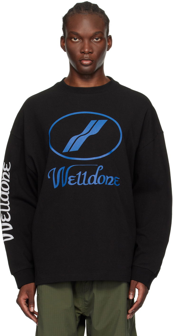 Sweatshirt We11done Long Sleeve Print T-Shirt Svart | WD-TP4-20-712-U-BK, 0