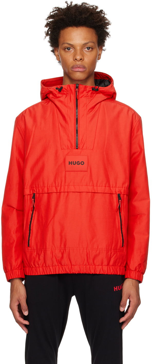 Vindjacka BOSS Hooded Patch Jacket Röd | 50482776