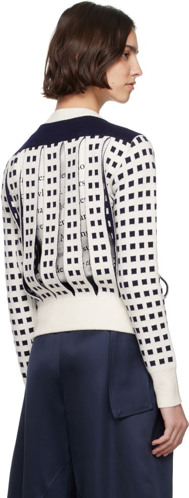 Sweater JW Anderson JW Anderson Jacquard Panel Slit Sweater Vit | KW1410-YN0438, 2