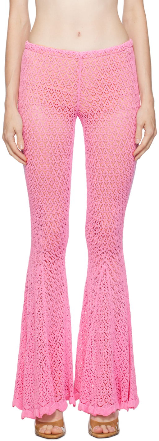 Byxor Blumarine Flared Crochet Trousers Rosa | P344P002A