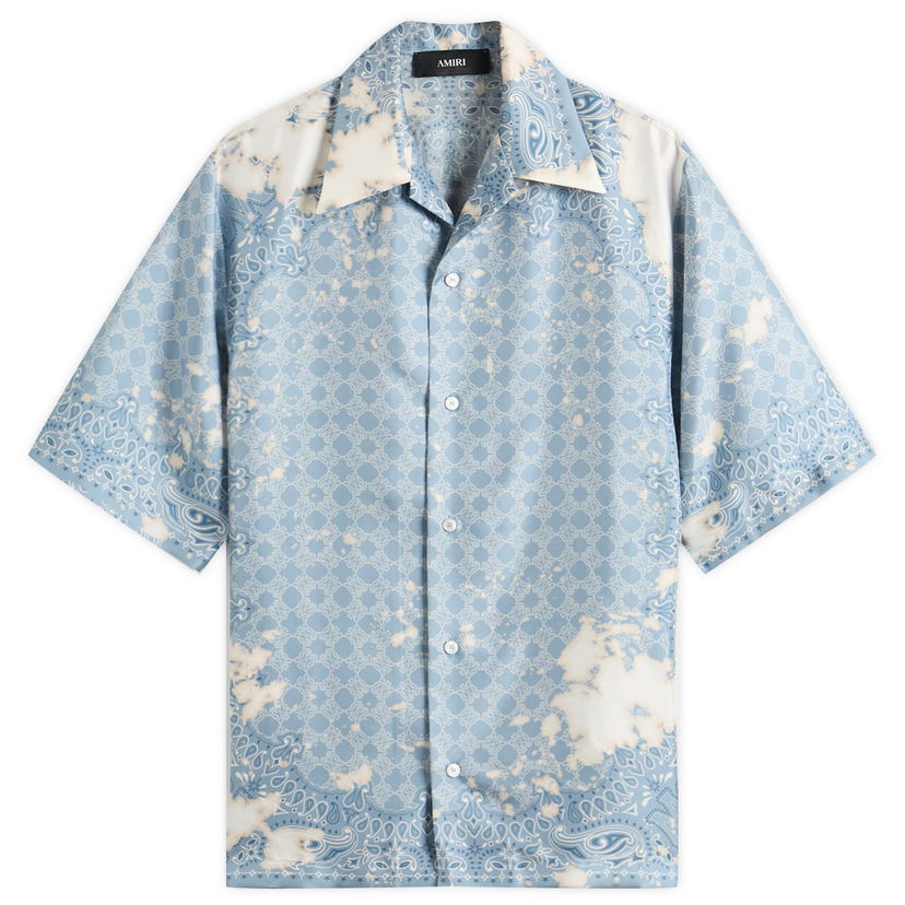 Skjorta AMIRI Bandana Bowling Shirt, Size Large Blå | AMSTCA1159-AshleyBlue