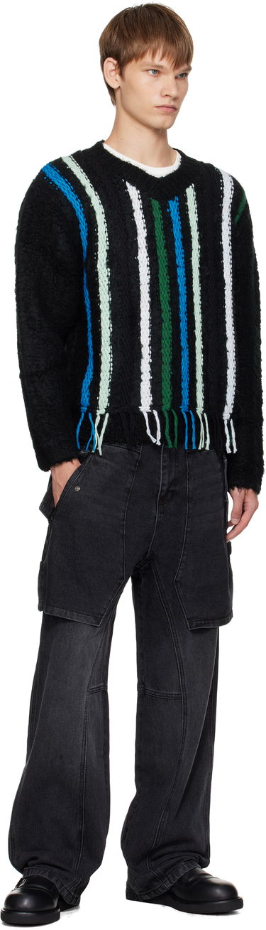 Sweater Andersson Bell Andersson Bell Reverse Stripe Fringe Sweater Svart | atb1350u, 3