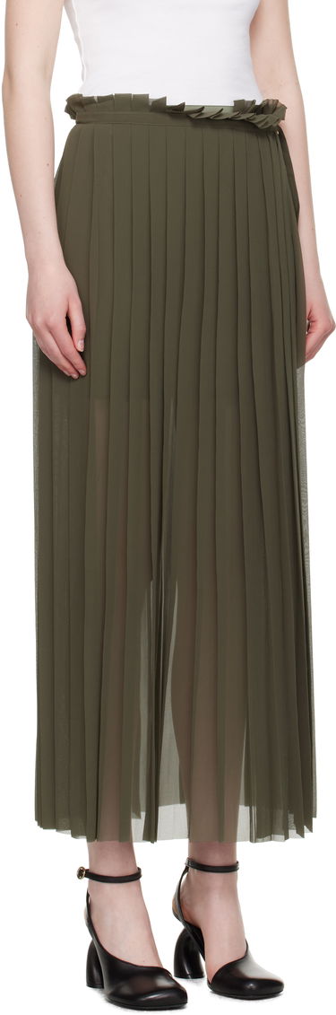 Kjol AMI AMI Paris Pleated Midi Skirt Svart | FSK353.PL0027, 4