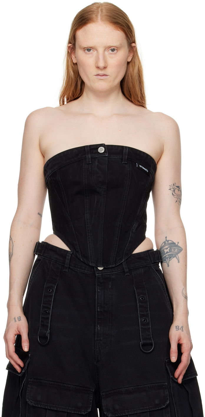 Linne VETEMENTS Paneled Denim Tank Top Svart | WE64TO100B