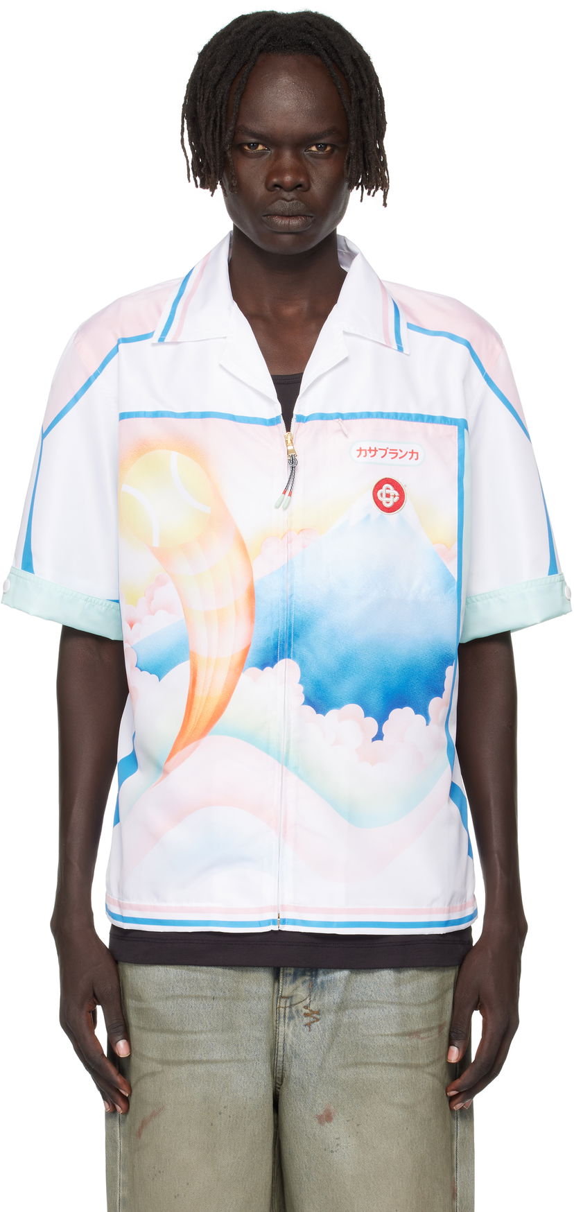 Skjorta Casablanca Casablanca Fuji Dream Zip Shirt Vit | MPF25-SWM-064-01