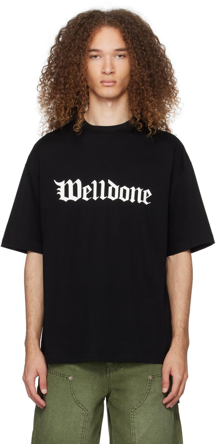 T-shirt We11done We11done Gothic Logo T-Shirt Svart | WD-TT0-24-899-U-BK