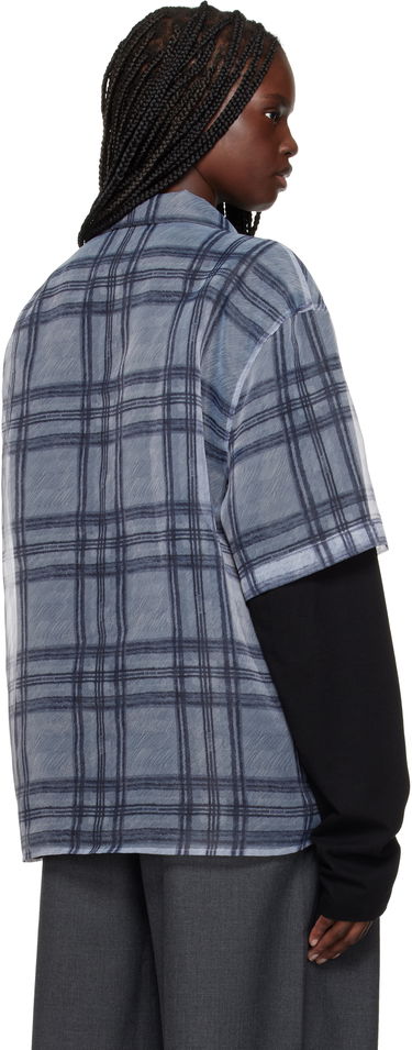 Skjorta We11done We11done Heart Layered Check Pattern Shirt Grå | WD-SH1-25-176-U-GY, 2