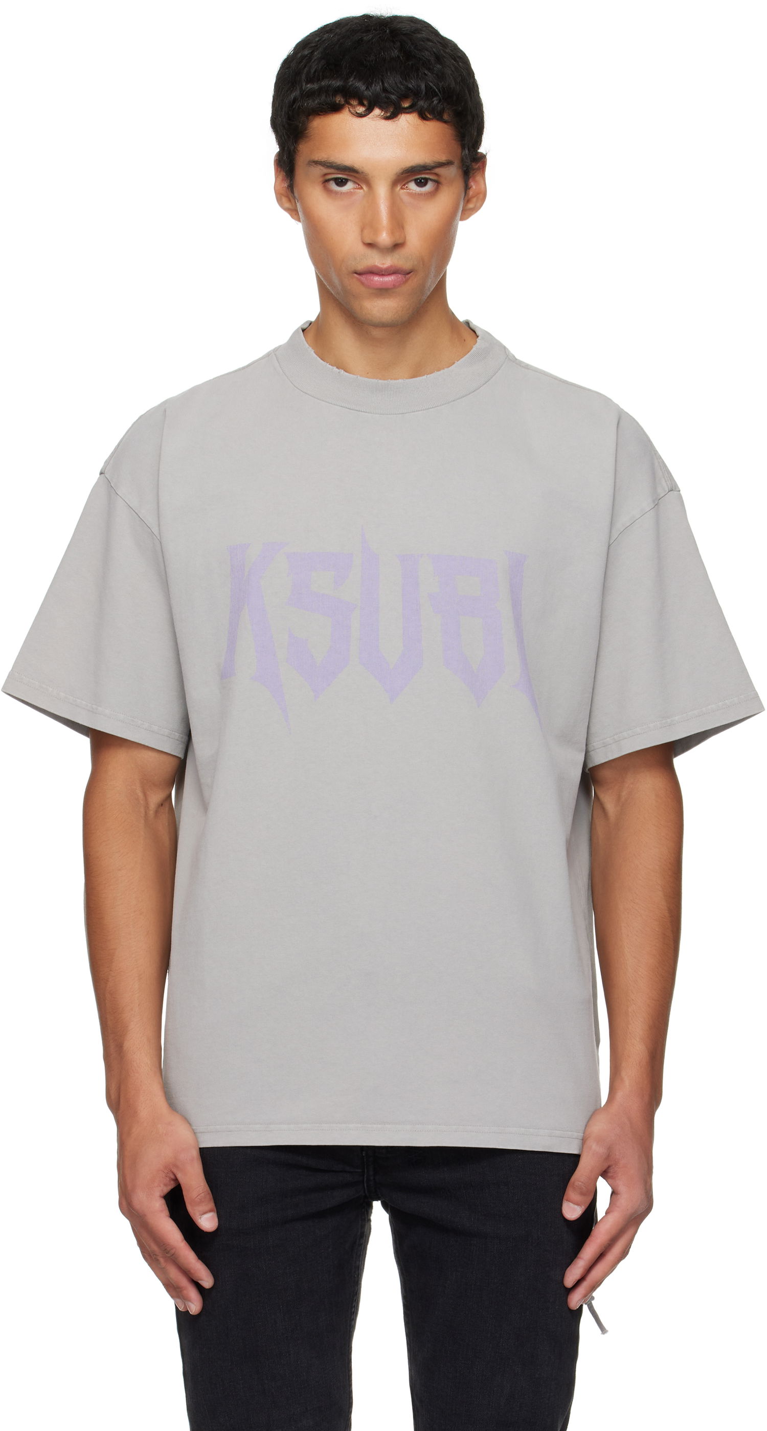 T-shirt Ksubi Ksubi Blasted Ekcess Short Sleeve T-Shirt Grå | MFA25TE007, 0
