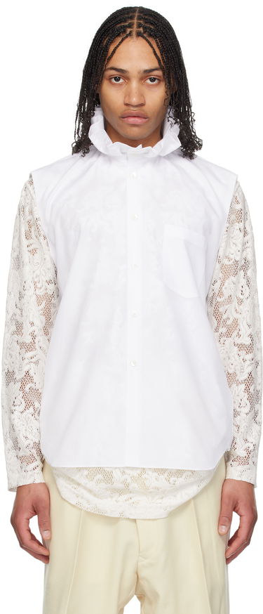 Skjorta Comme des Garçons Comme des Garçons Homme Plus Cotton Sleeveless Shirt with Lace Sleeves Vit | PO-B029-051, 0
