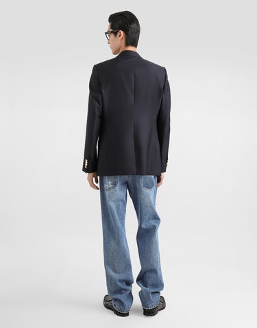 Jacka Dolce & Gabbana Single-Breasted Wool and Silk Jacket with Patch Svart | G2LK0ZFU3H1B0665, 2
