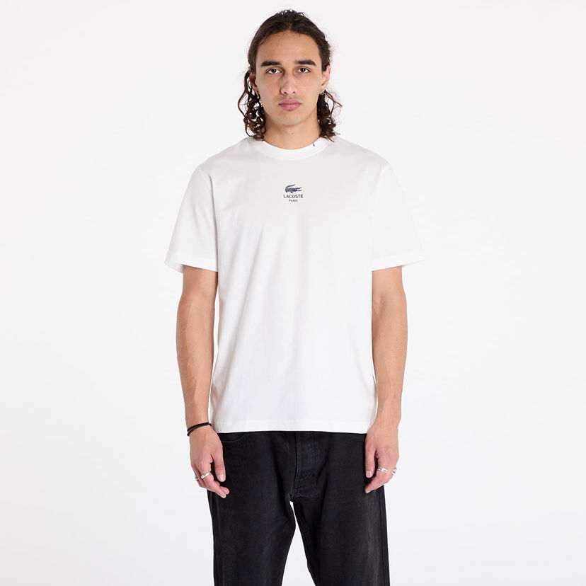T-shirt Lacoste T-shirt Signature Print Cotton T-shirt Flour M Vit | TH2739 70V