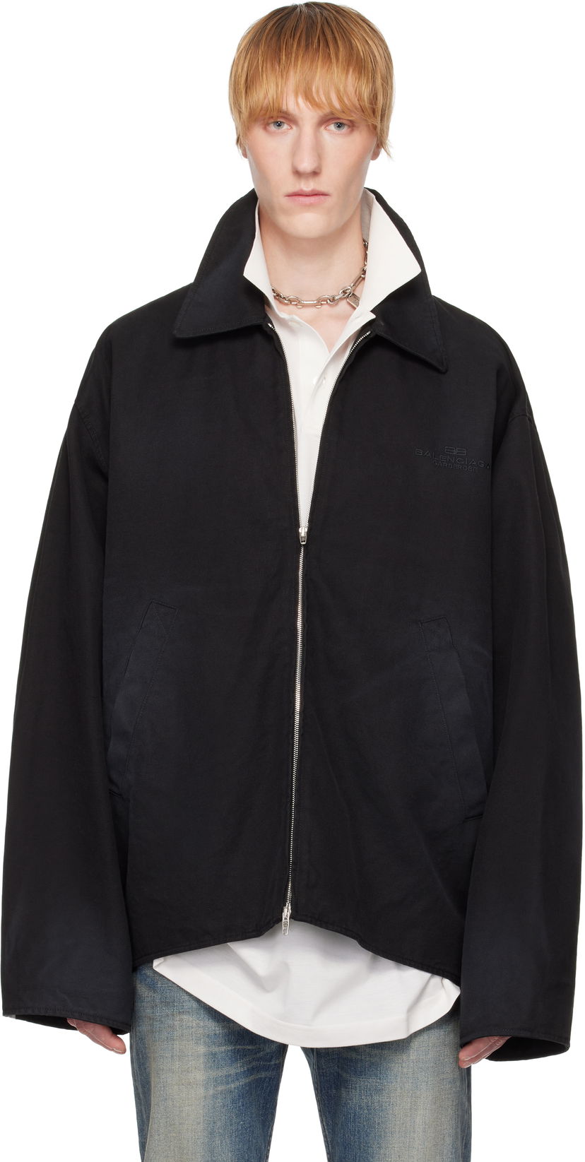 Vindjacka Balenciaga Zip-Up Jacket Svart | 817649TRP15