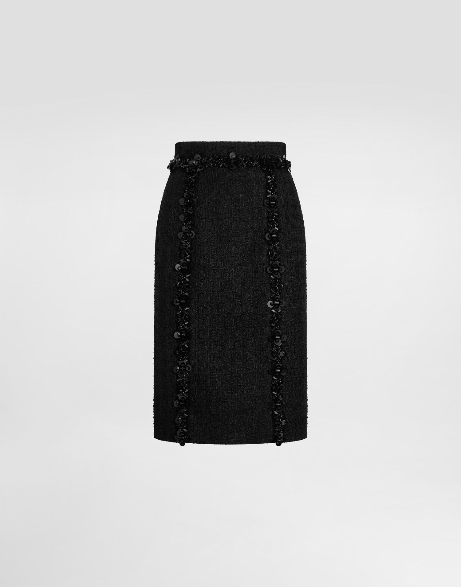 Kjol Dolce & Gabbana Dolce & Gabbana Stretch Mat Sheath Skirt with Sequins Svart | F4C7CZFUCDQN0000, 0