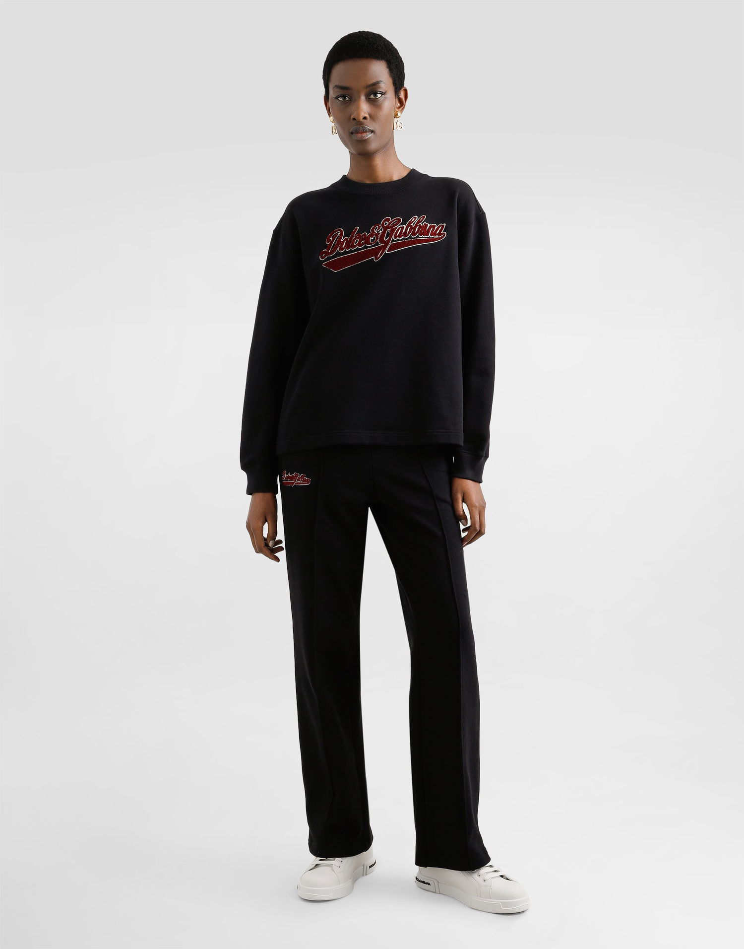 Träningsbyxor Dolce & Gabbana Dolce & Gabbana Fleece Jogging Pants with Patch Svart | FTC93ZGDDAJN0000, 1
