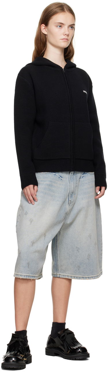 Sweatshirt We11done We11done Embroidered-Logo Zip-Up Hoodie Svart | WD-KJ2-24-605-W-BK, 3